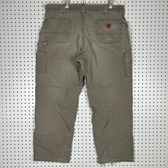 Carhartt Other - Carhartt B151 LBR Dungaree Fit Canvas Work Pants Khaki Brown 38x30 Distressed